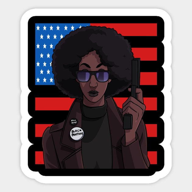 Black Panther Party USA Flag Sticker by Noseking